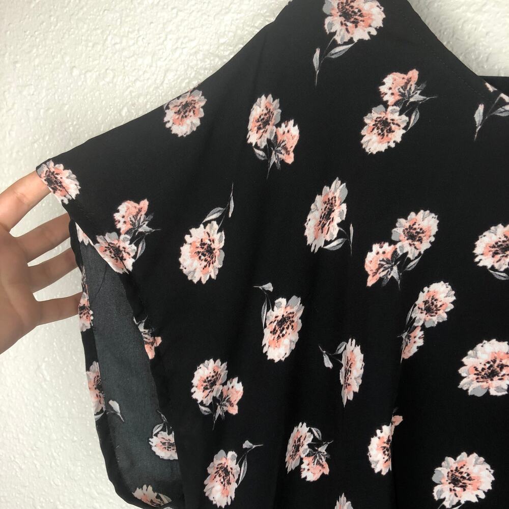 Torrid Black Floral Print Short Sleeve Bohemian Boho Classy Plus Size Blouse - Picture 5 of 8